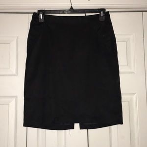 Black silky pencil skirt